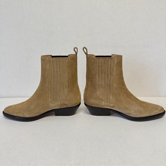 ISABEL MARANT Delena Suede Western Chelsea Ankle Boots in Taupe Size 40 - Picture 4 of 6